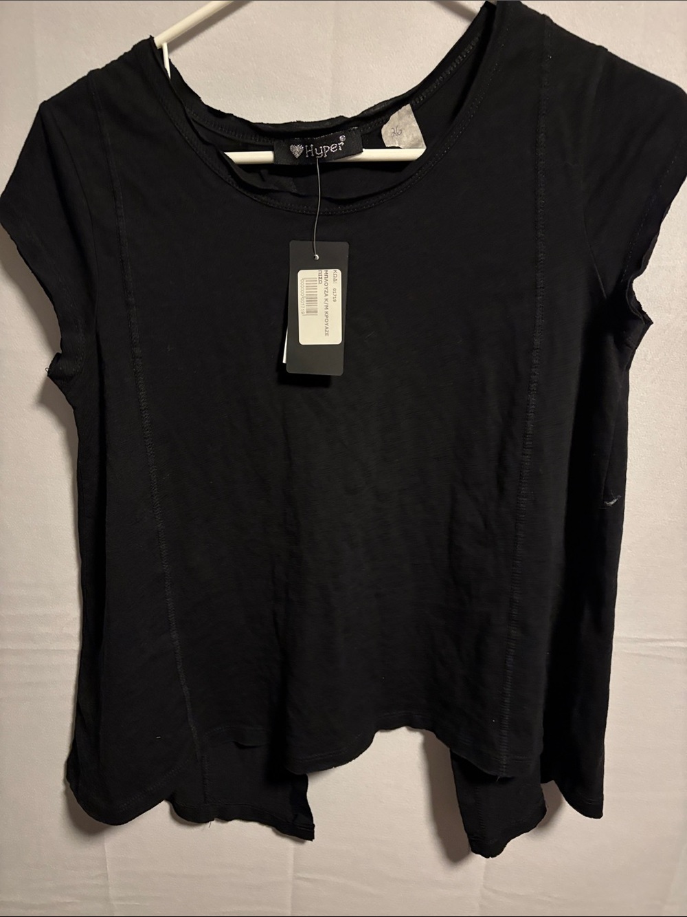 Hype Black Short Sleeve Women's Tee with Split Hem